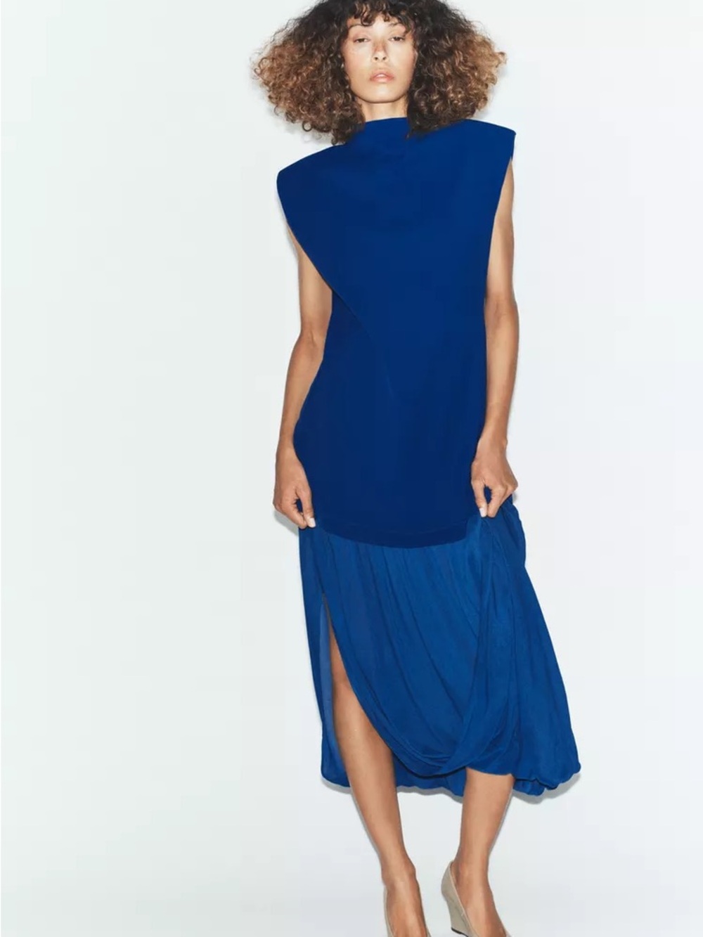 Zara Combination Cobalt Blue Dress NWT